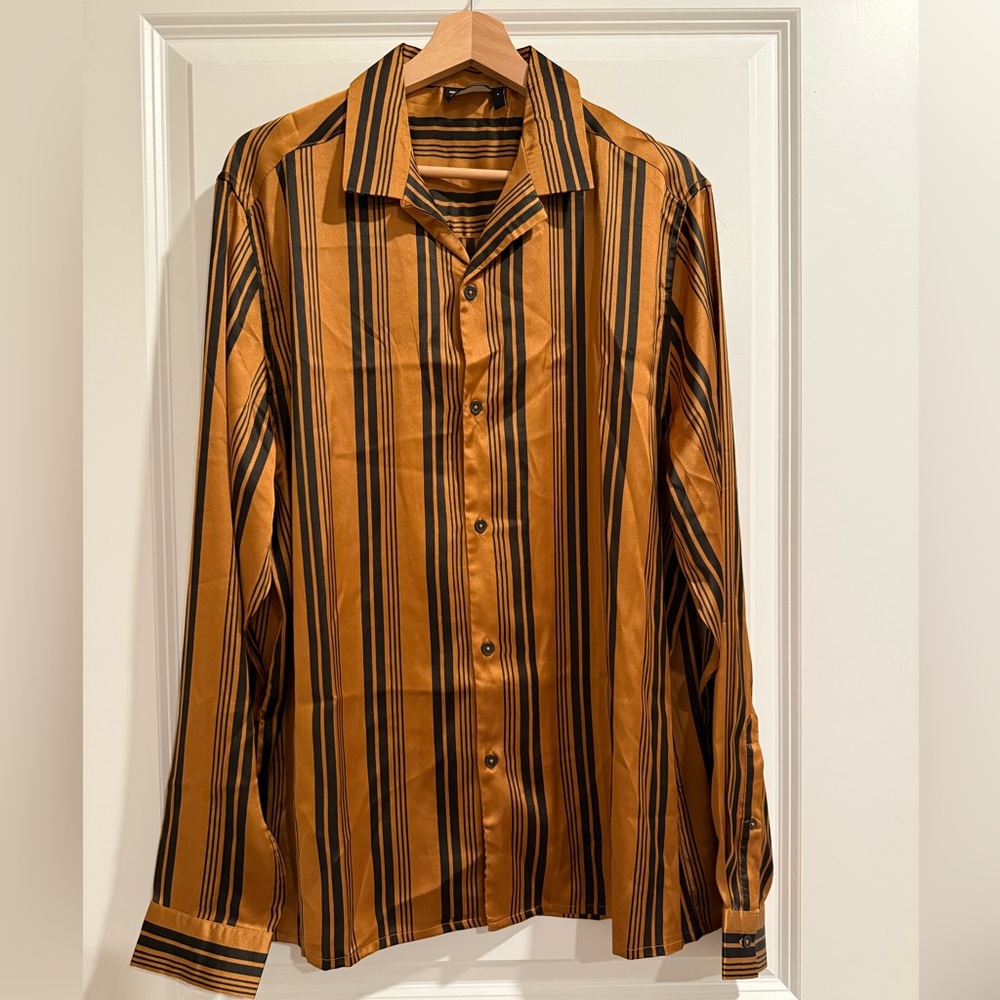 ASOS Satin Striped Button Up M